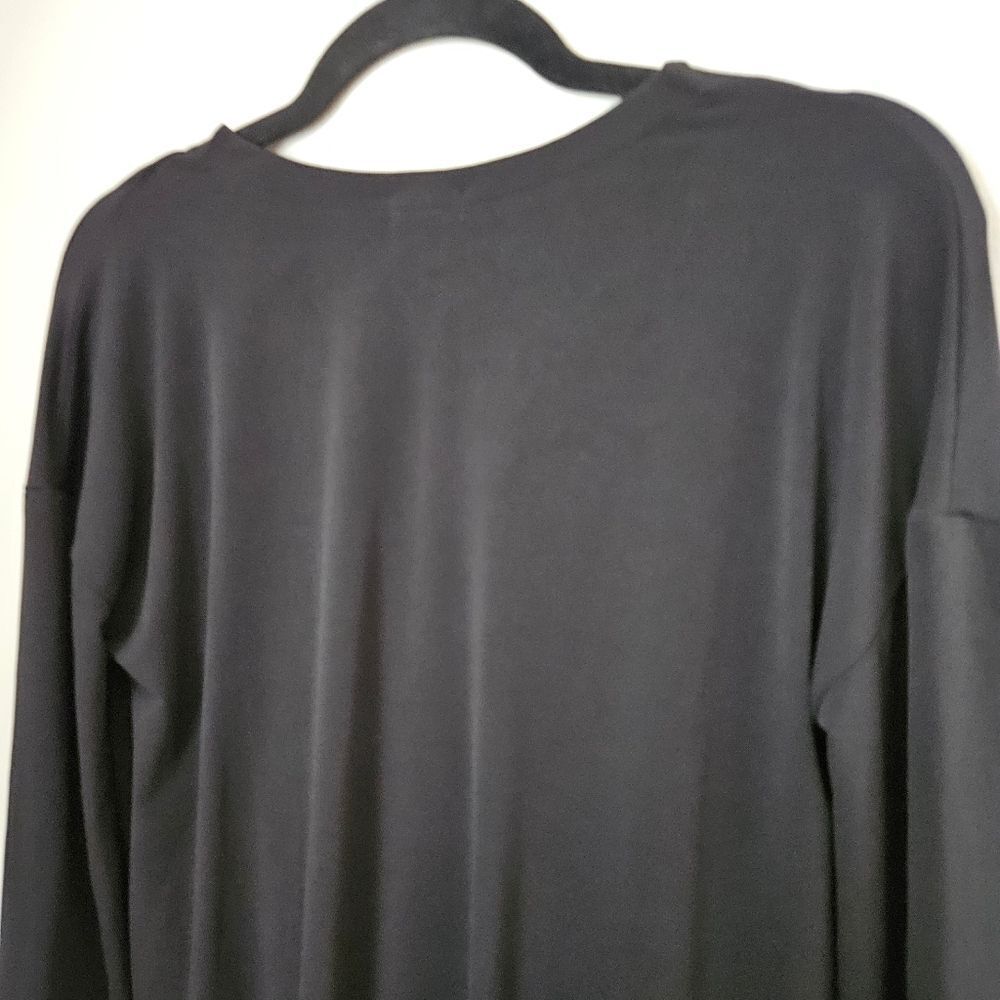 Paraphrase Blouse Black Wrap Long Sleeve V-Neck Black Business Casual Neutral - Picture 5 of 9